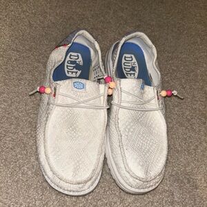 Hey Dude Women's White Moccasins with Pink Beads